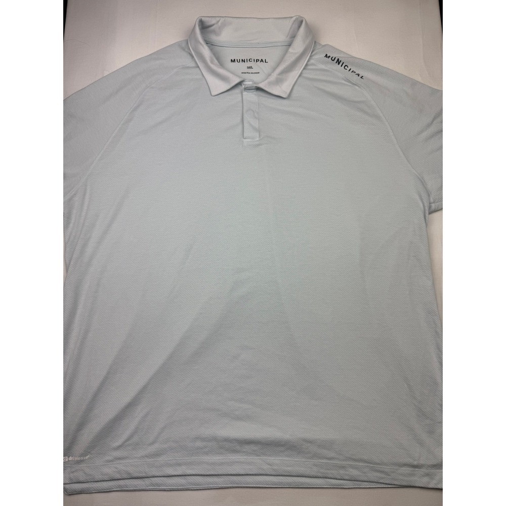 Municipal Polo Shirt 3XL Light Blue Short Sleeve Drirelease Performance Golf